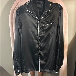 ASOS Black Satin Button Down Shirt